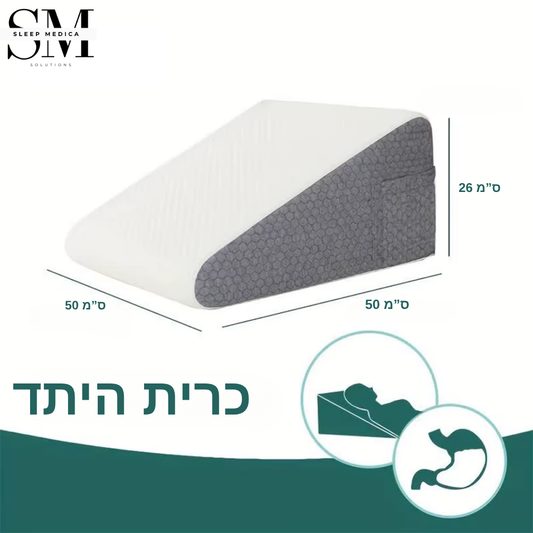 כרית שיפוע אורטופדית לשינה מבית SleepMedica– מקלה על צרבות ונחירות ומשפרת את זרימת הדם